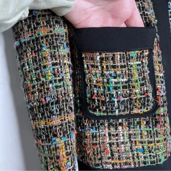 Pink Tartan Black and Multicolor Tweed Blazer - Picture 8 of 16